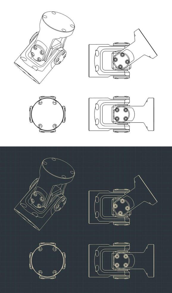 Cardan transmission drawings vector