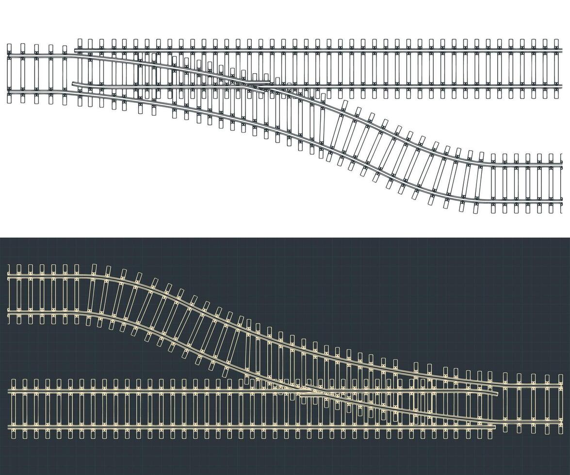 Railway junction blueprints vector
