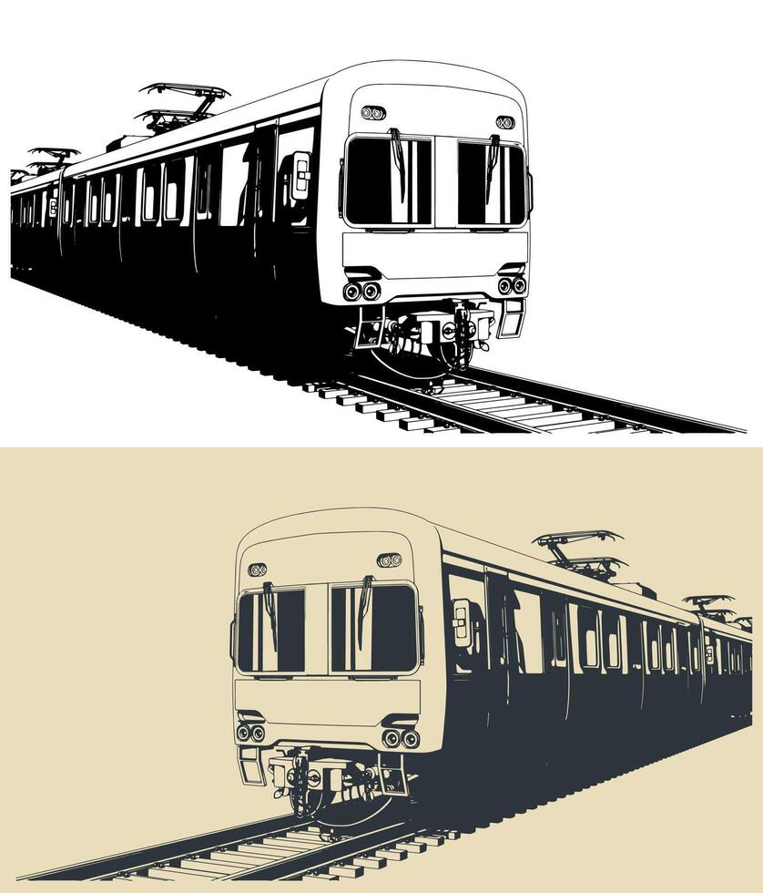City train illustrations vector