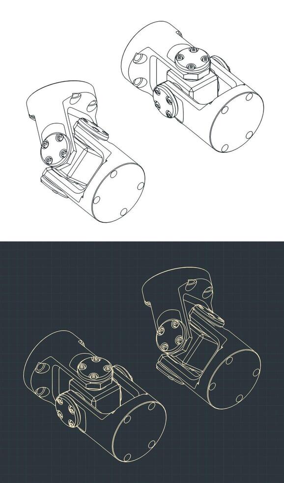 Cardan transmission blueprints vector