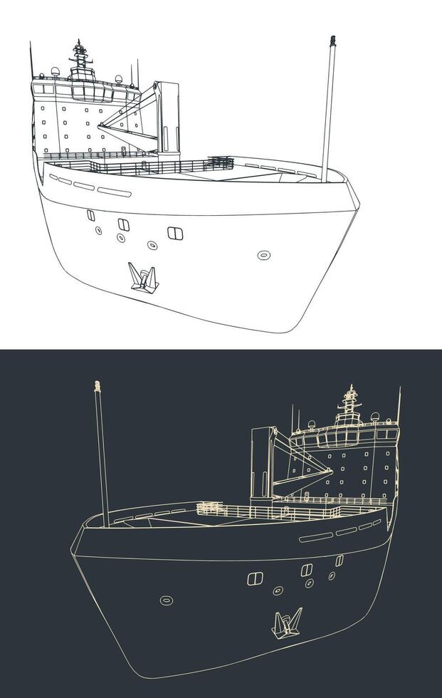 Large research and expedition vessel vector