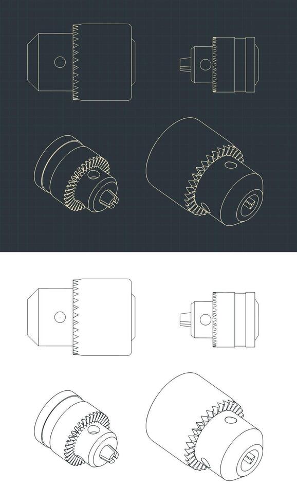 Drill chucks drawings vector
