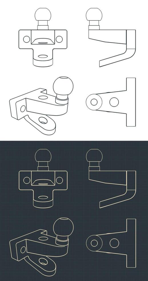 Tow ball blueprints vector
