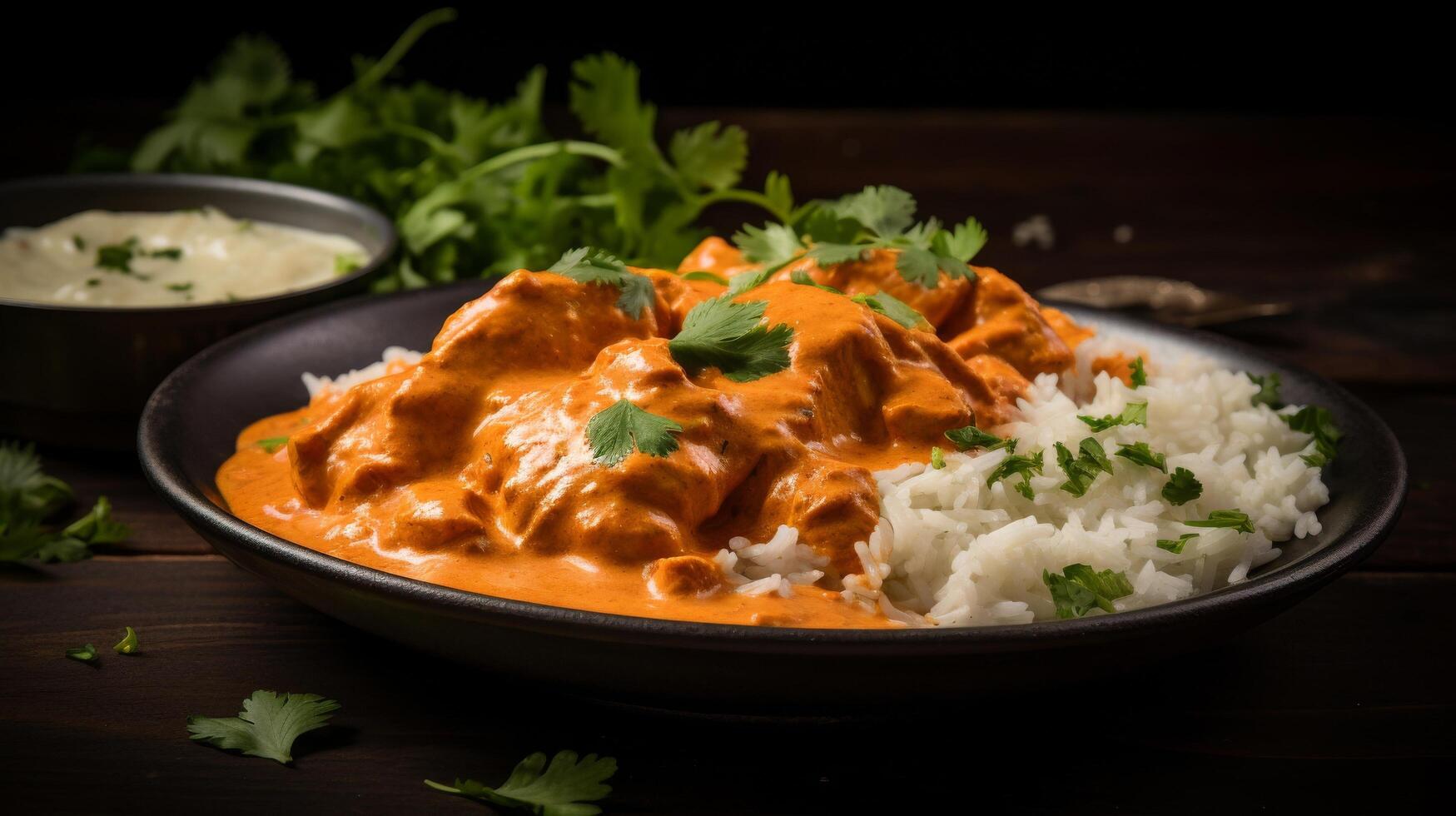 Delectable plate of butter chicken photo