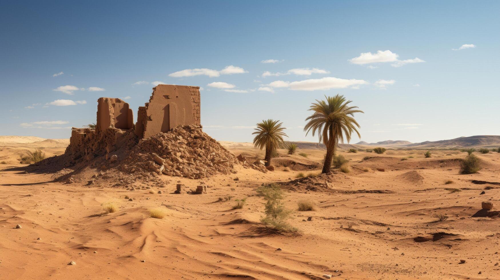Panoramic view of desert ruins photo