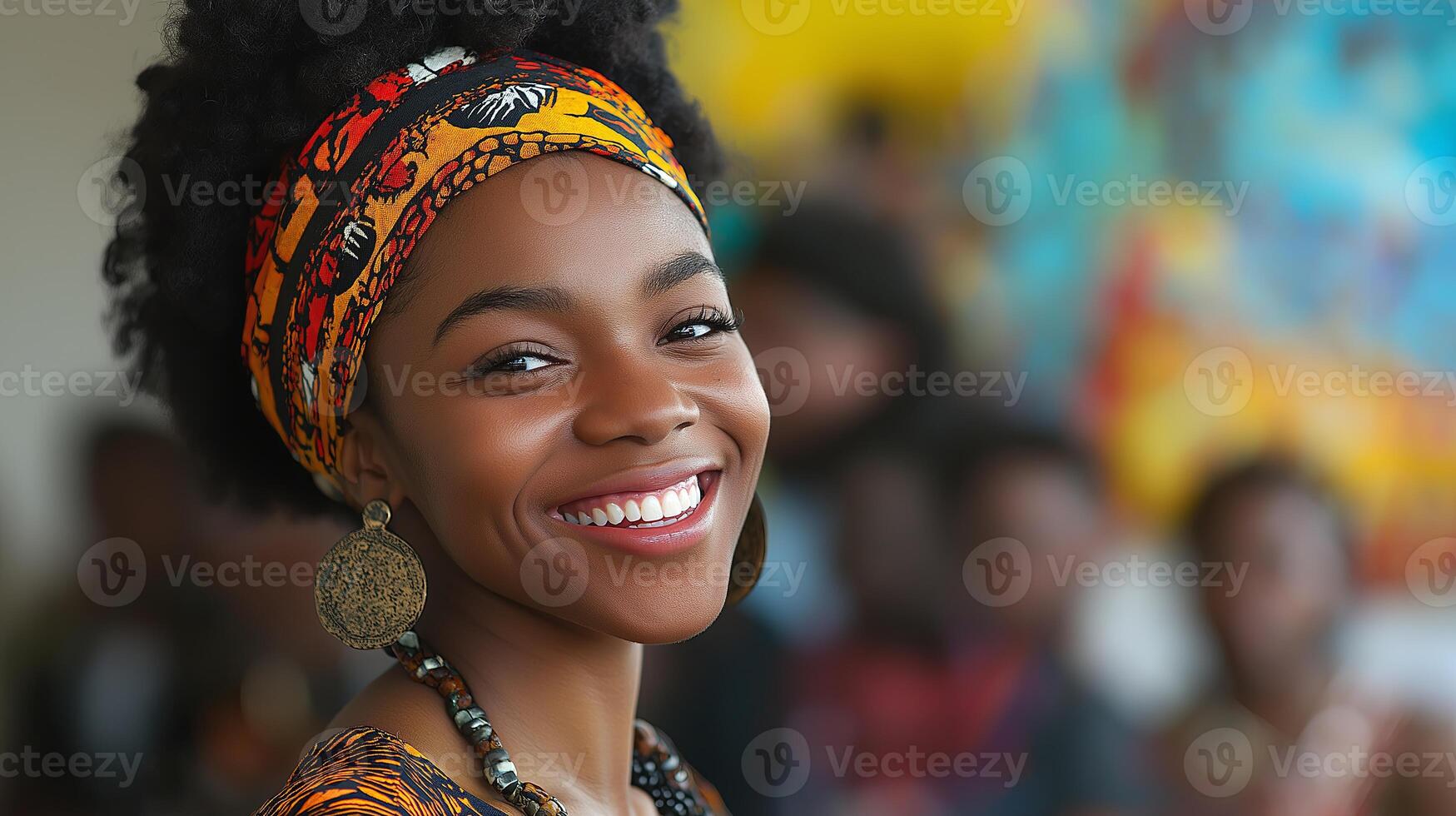 Beautiful african american woman in national costumes. black history month celebration photo