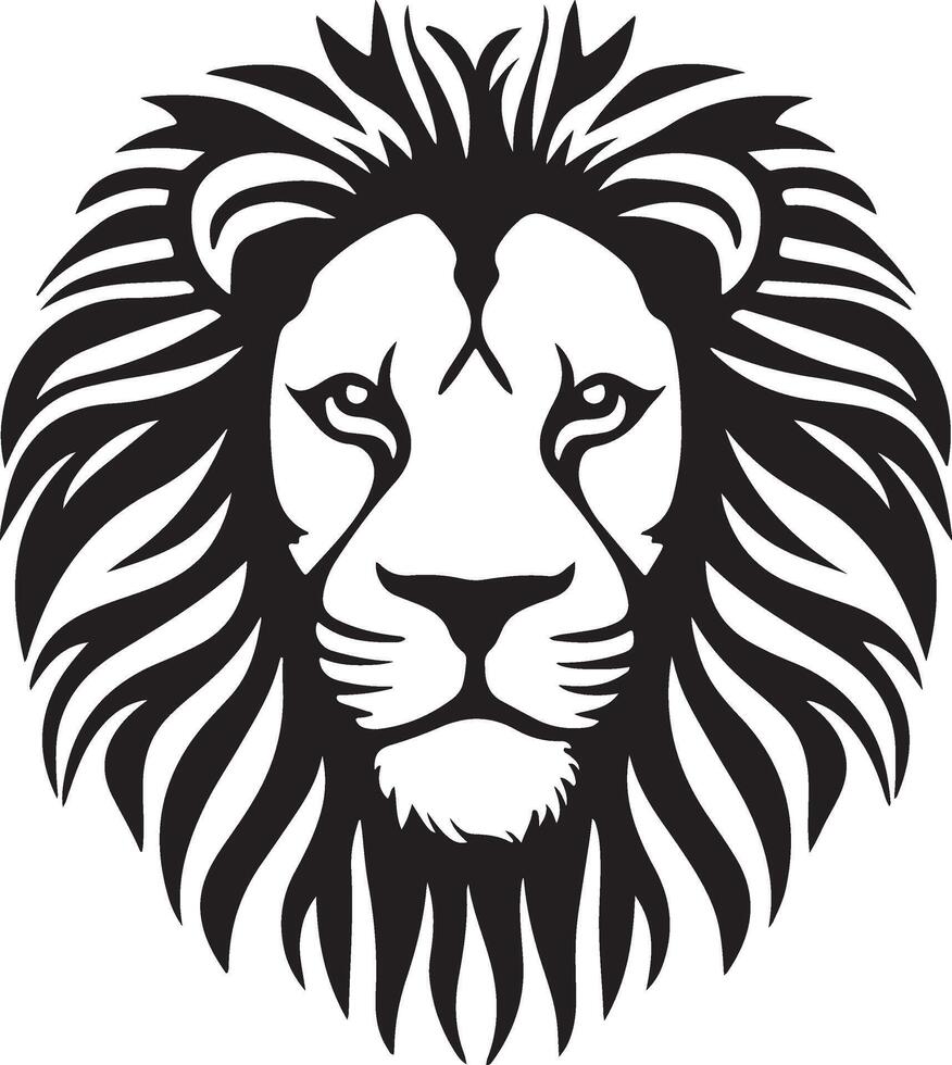 Lion Head black color silhouette solid white background vector