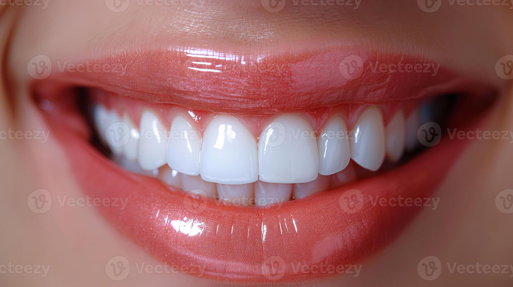 Beautiful smile of woman with clear white teeth photo
