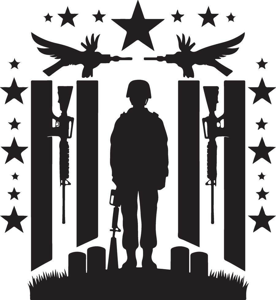 Honor in Silhouette - Memorial Day Army Tribute Series Silhouette vector