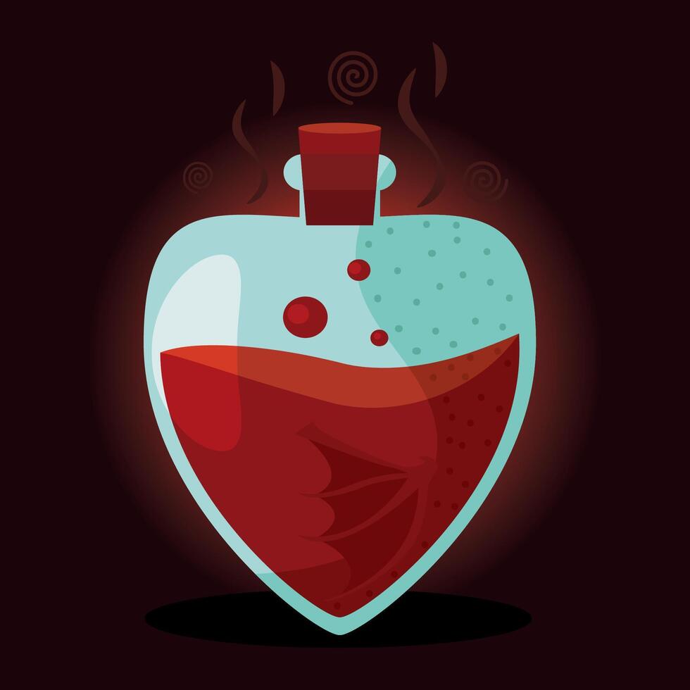 Magical potion bottle with liquid, vector
