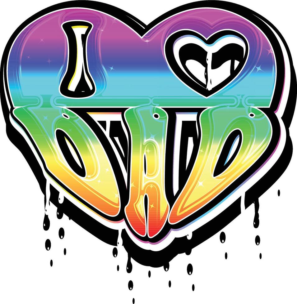 I love Dad hand lettering Graffiti with liquid dripping template vector