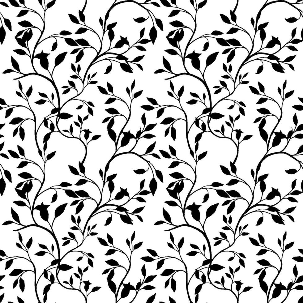 hand drawn tiny branches leaves with drops pattern. Seamless simple shape leaf stems. Design for fashion, fabric, wallpaper. vector
