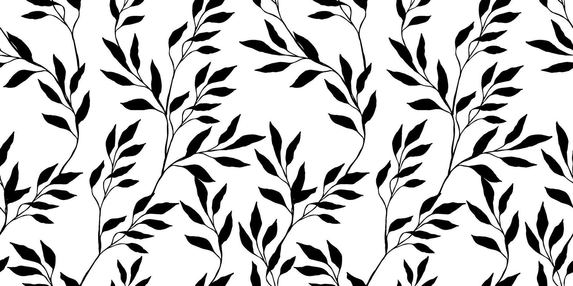 hand drawn tiny branches leaves with drops pattern. Seamless simple shape leaf stems. Design for fashion, fabric, wallpaper. vector