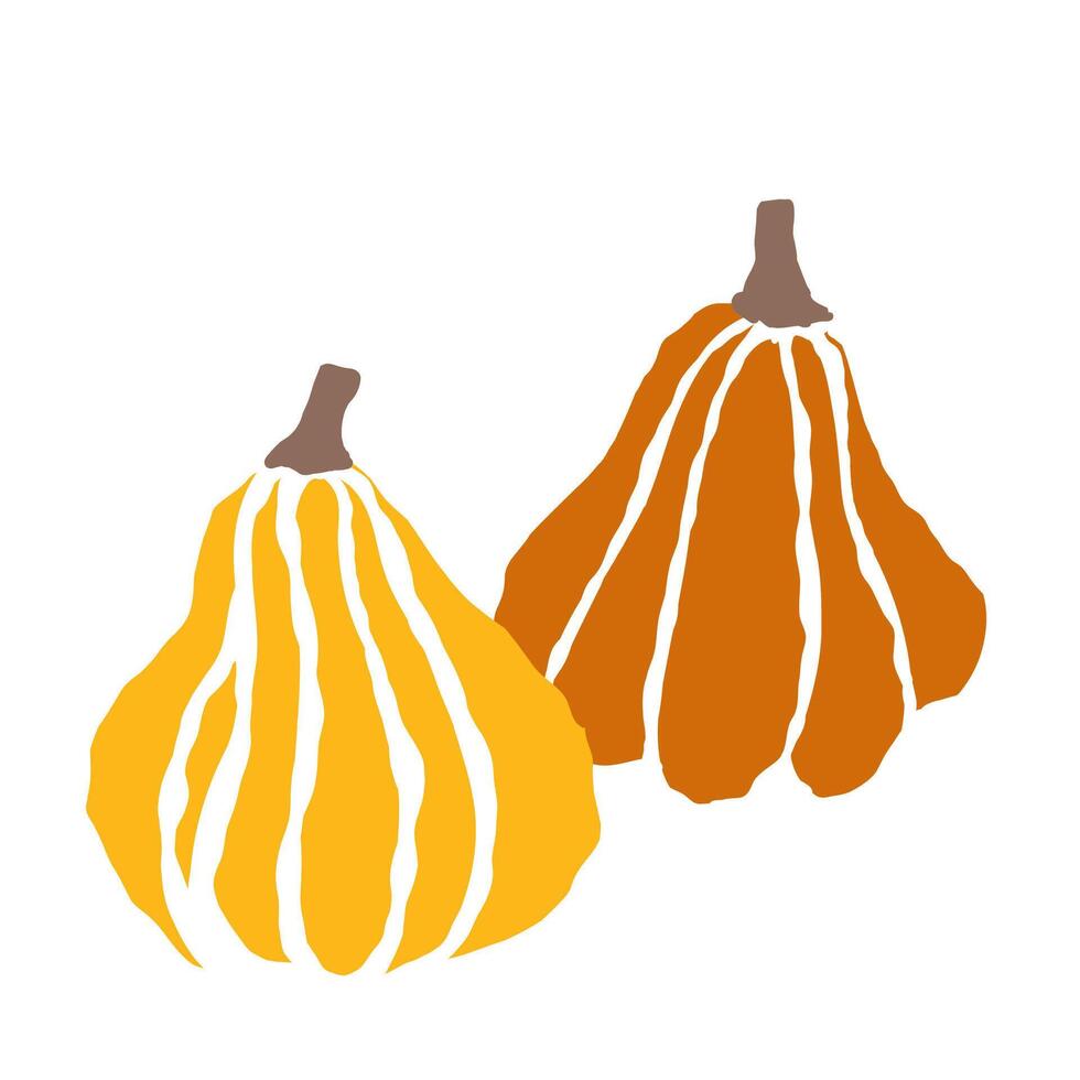 Brightly colored pumpkins on display at a local farmers market during autumn harvest season vector