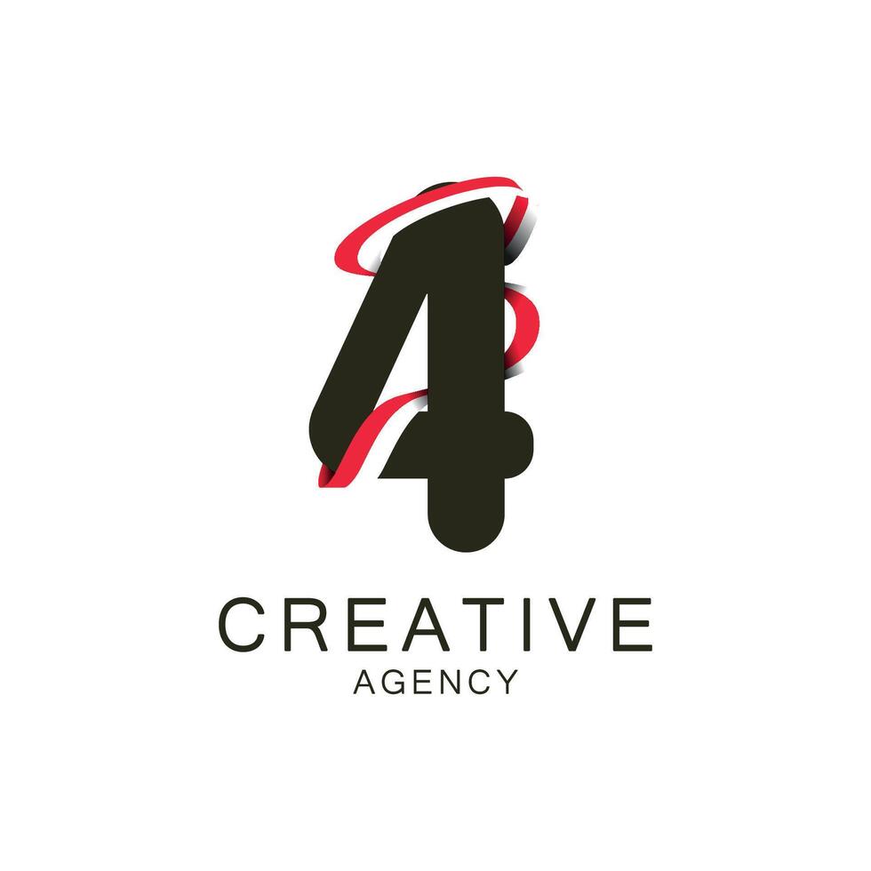 Modern Logo Design for Creative Agency with Number Four vector