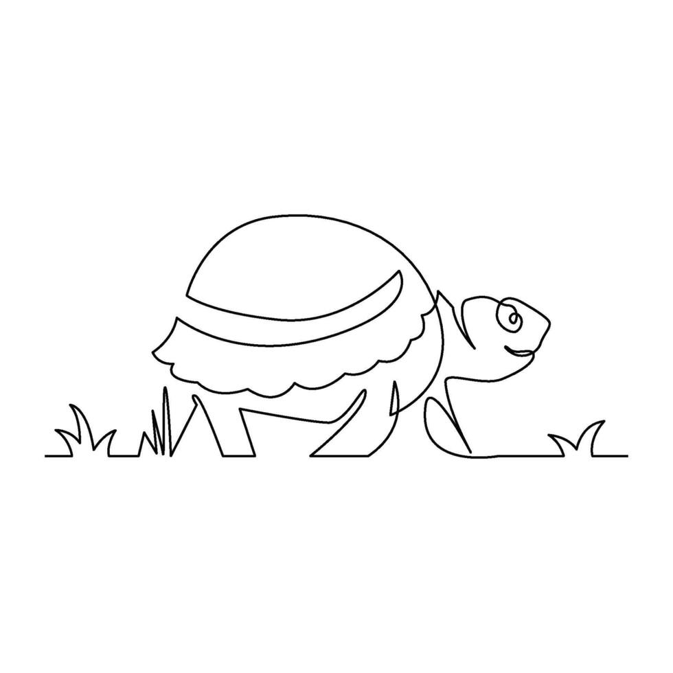 continuous monoline drawing of simple turtle vector