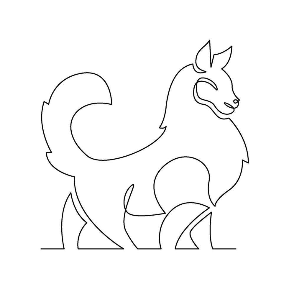 CONTINUOUS MONO LINE DRAWING OF SIMPLE SIBERIAN HUSKY DOG vector