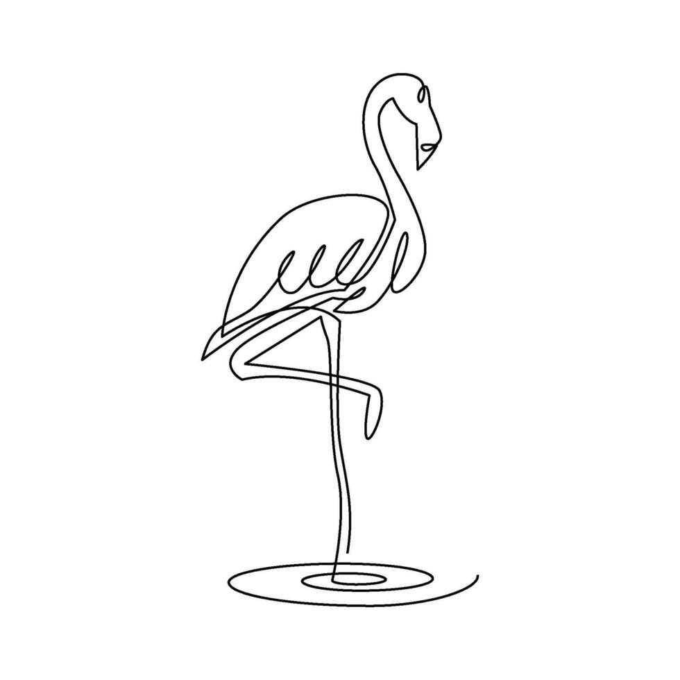 continuous mono line drawing of abstract flamingo vector
