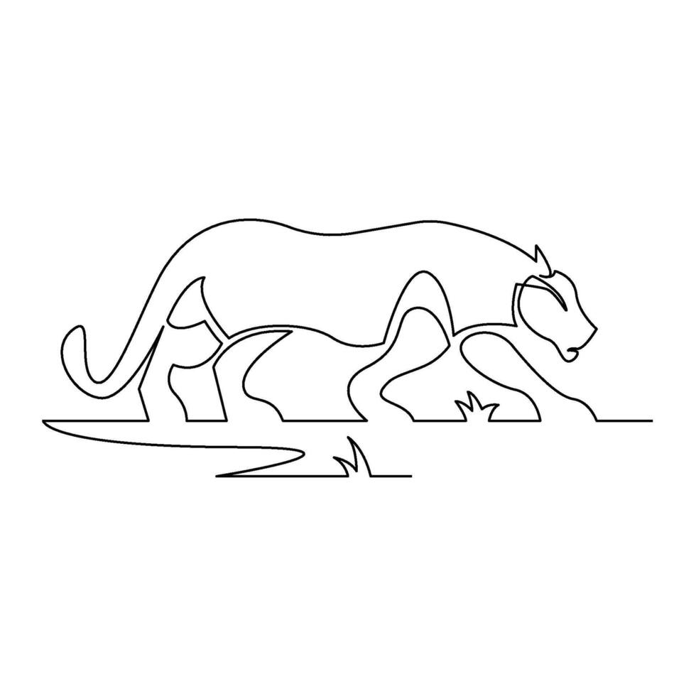 CONTINUOUS MONO LINE DRAWING OF SIMPLE TIGER vector