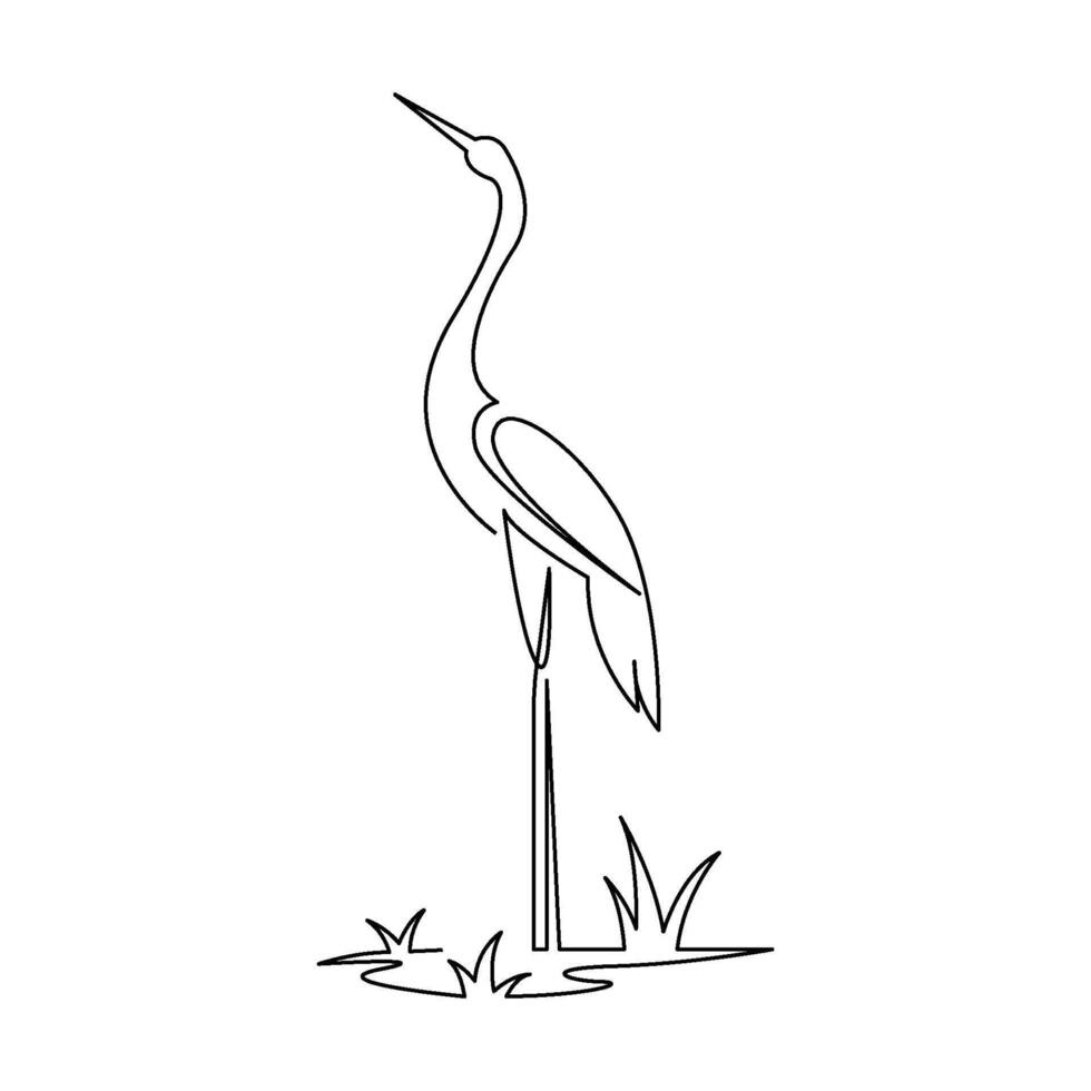 continuous monoline drawing of simple stork vector