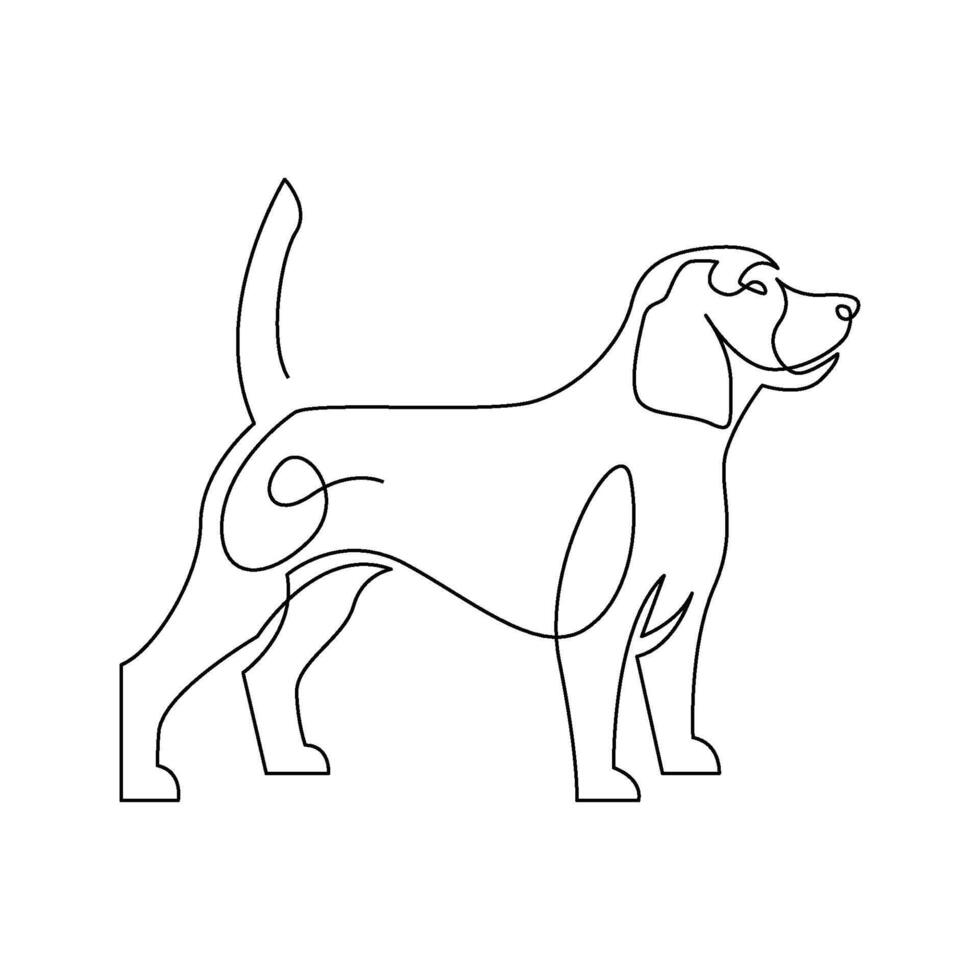 continuous mono line drawing of abstract beagle dog vector