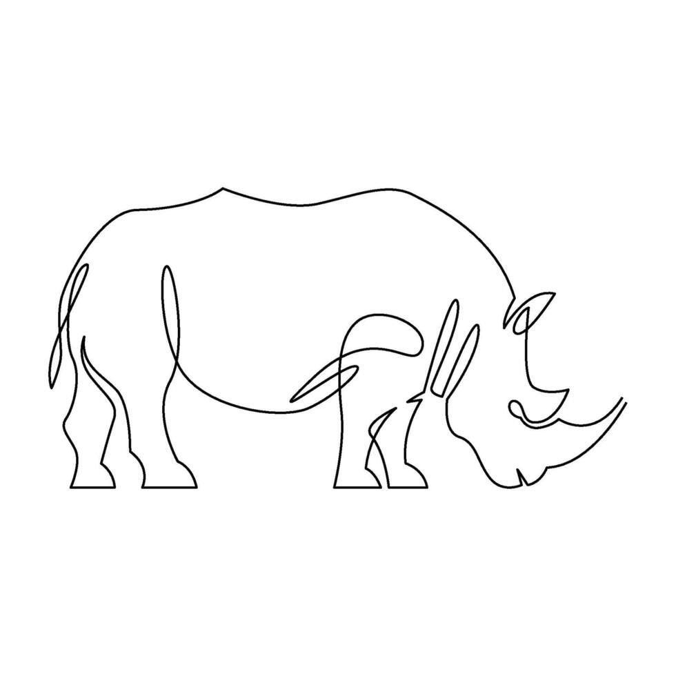 continuous mono line drawing of abstract rhino vector