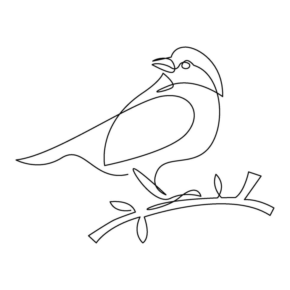 continuous mono line drawing of abstract sparrow bird vector