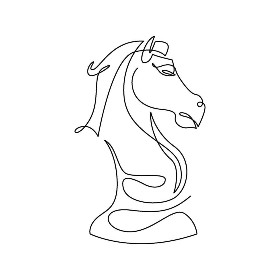 mono line drawing of chess horse vector