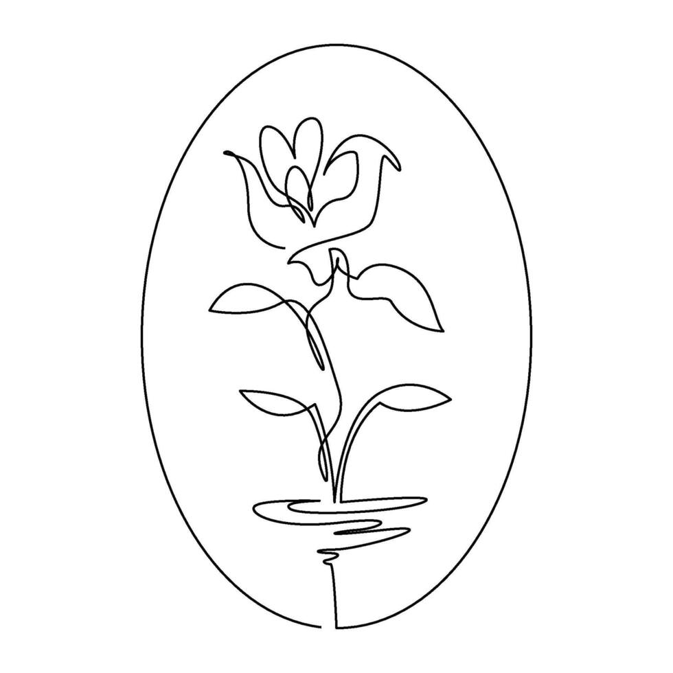 continuous mono line drawing of abstract flower vector