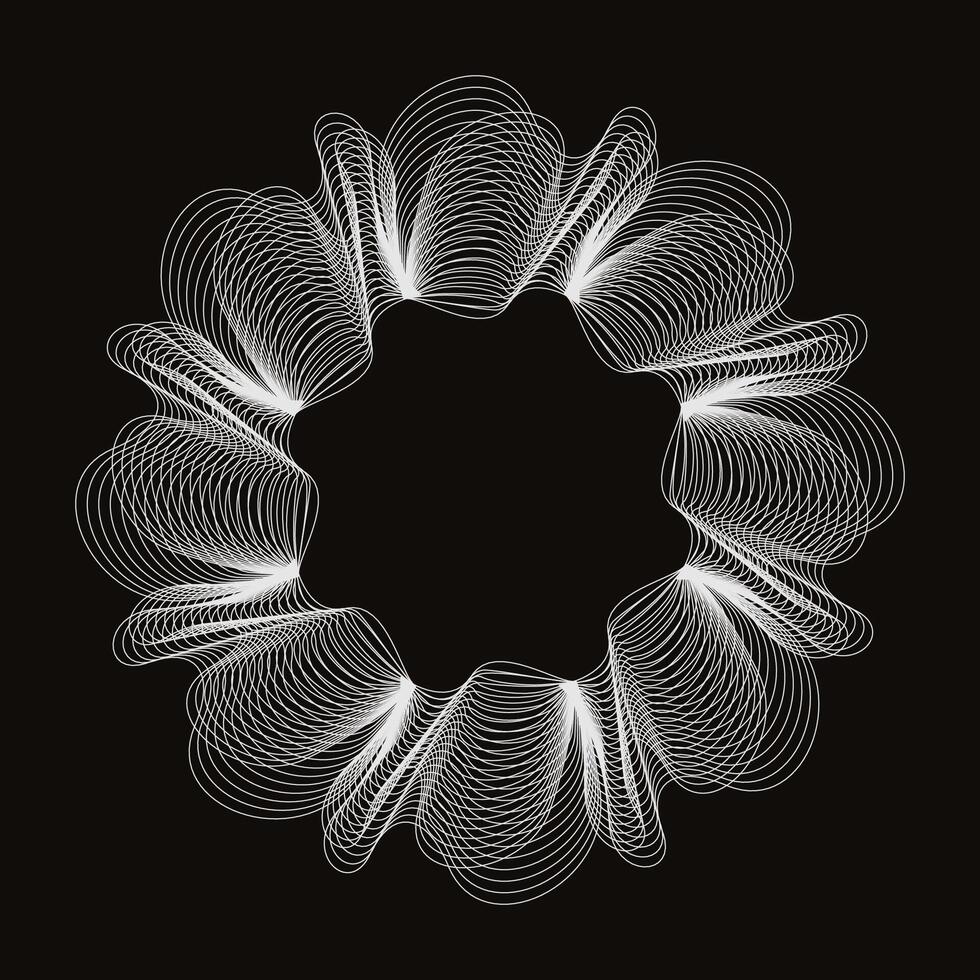 AN ABSTRACT WHITE LINE ART WITH BLACK BACKGROUND vector