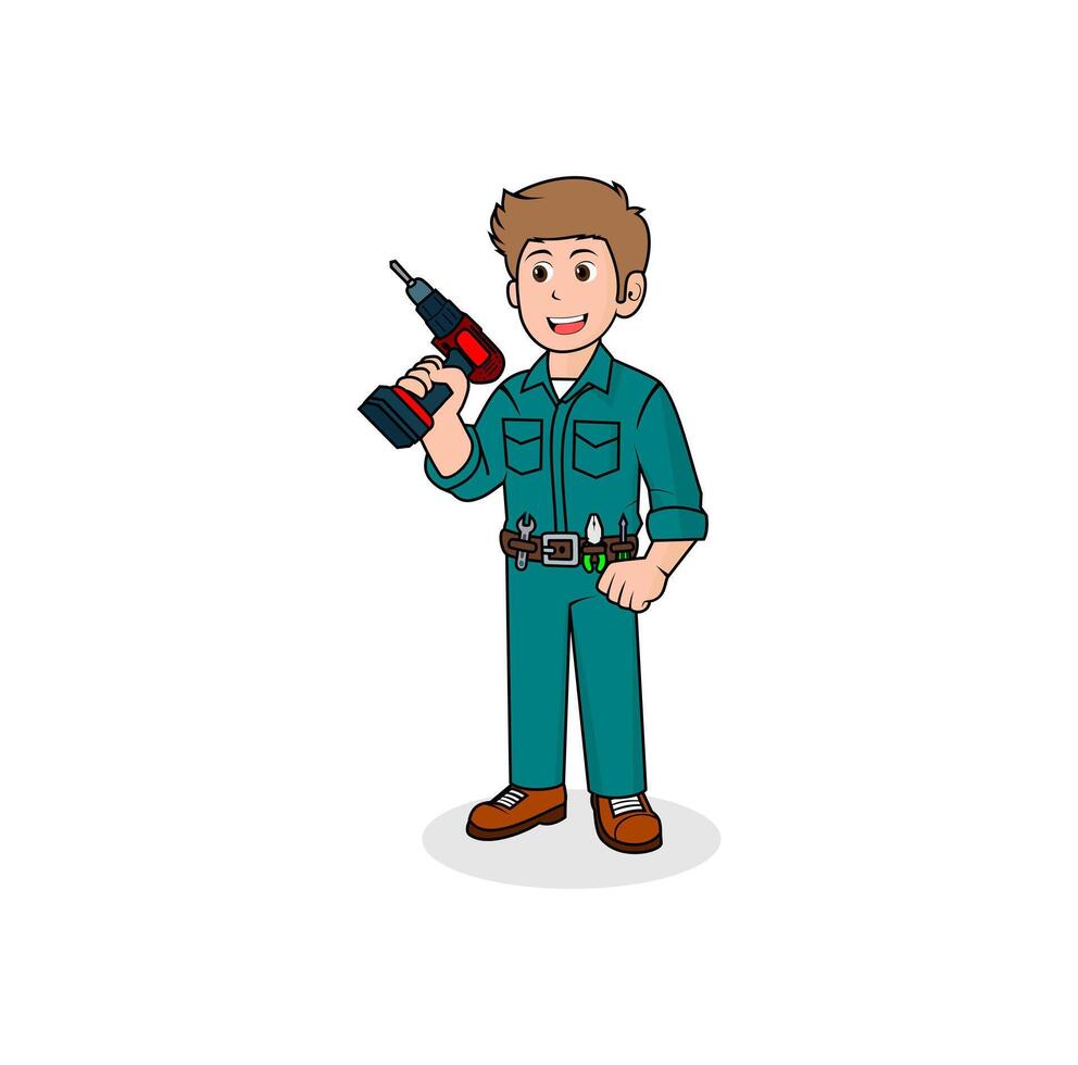Boy Character Technician Illustration vector