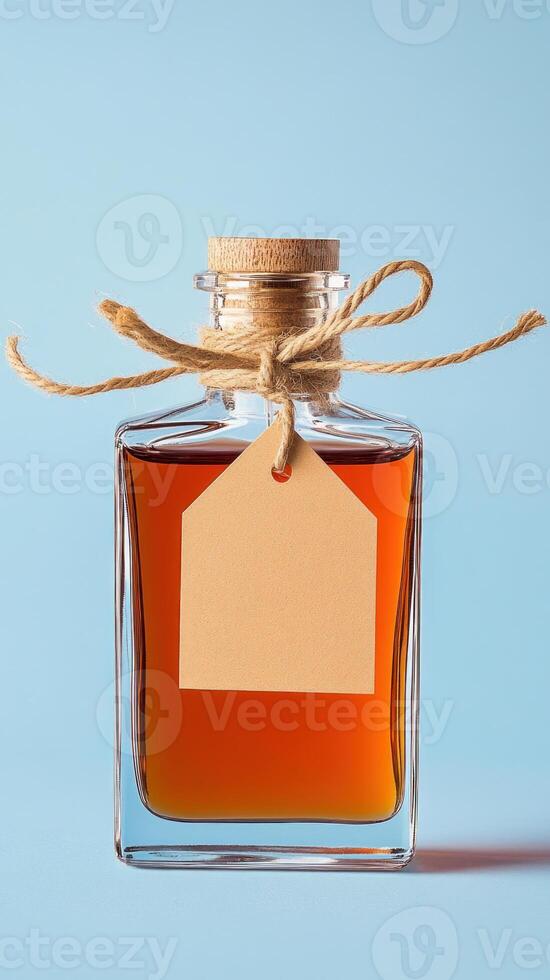A sale tag on a bottle of perfume, illustrating fragrance discounts photo