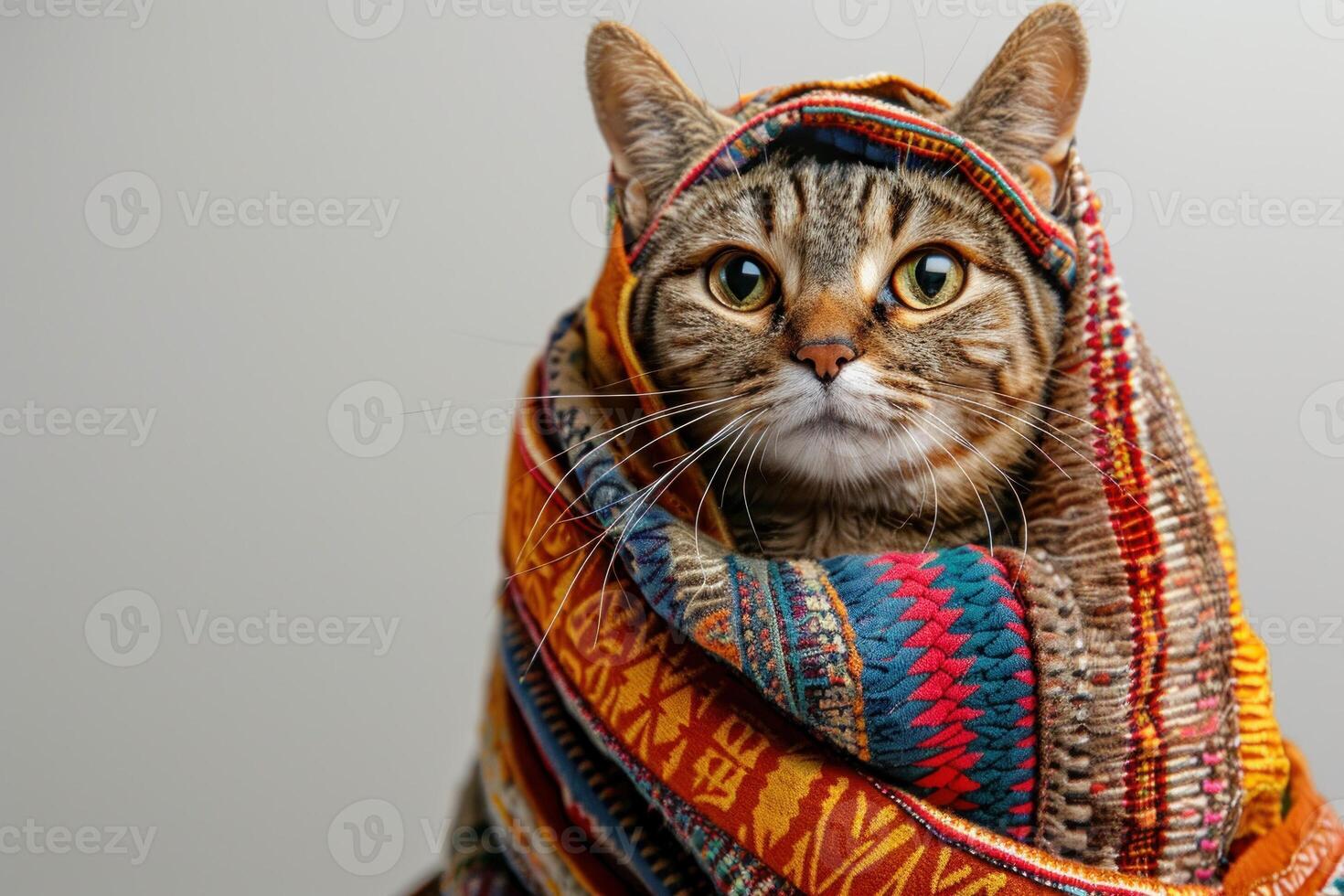 Happy cat wearing Ancient Greek costumes, studio lighting, isolated on white background, stock photographic style photo