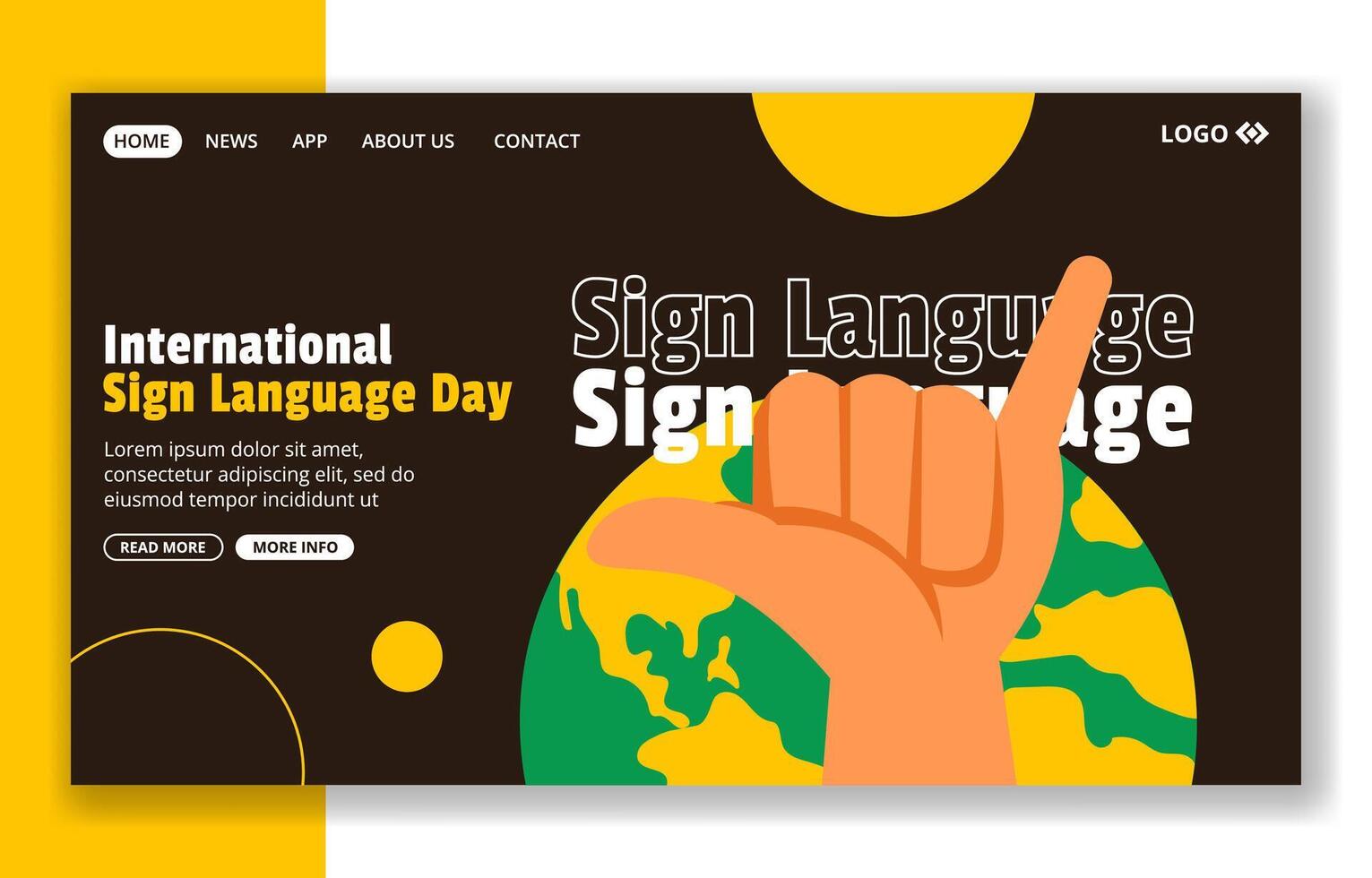Day of Sign Languages Social Media Landing Page Cartoon Hand Drawn Templates Background Illustration vector