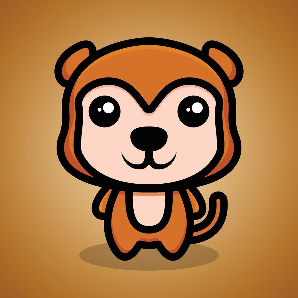 Cute Monkey illustration with bright colors and line art vector