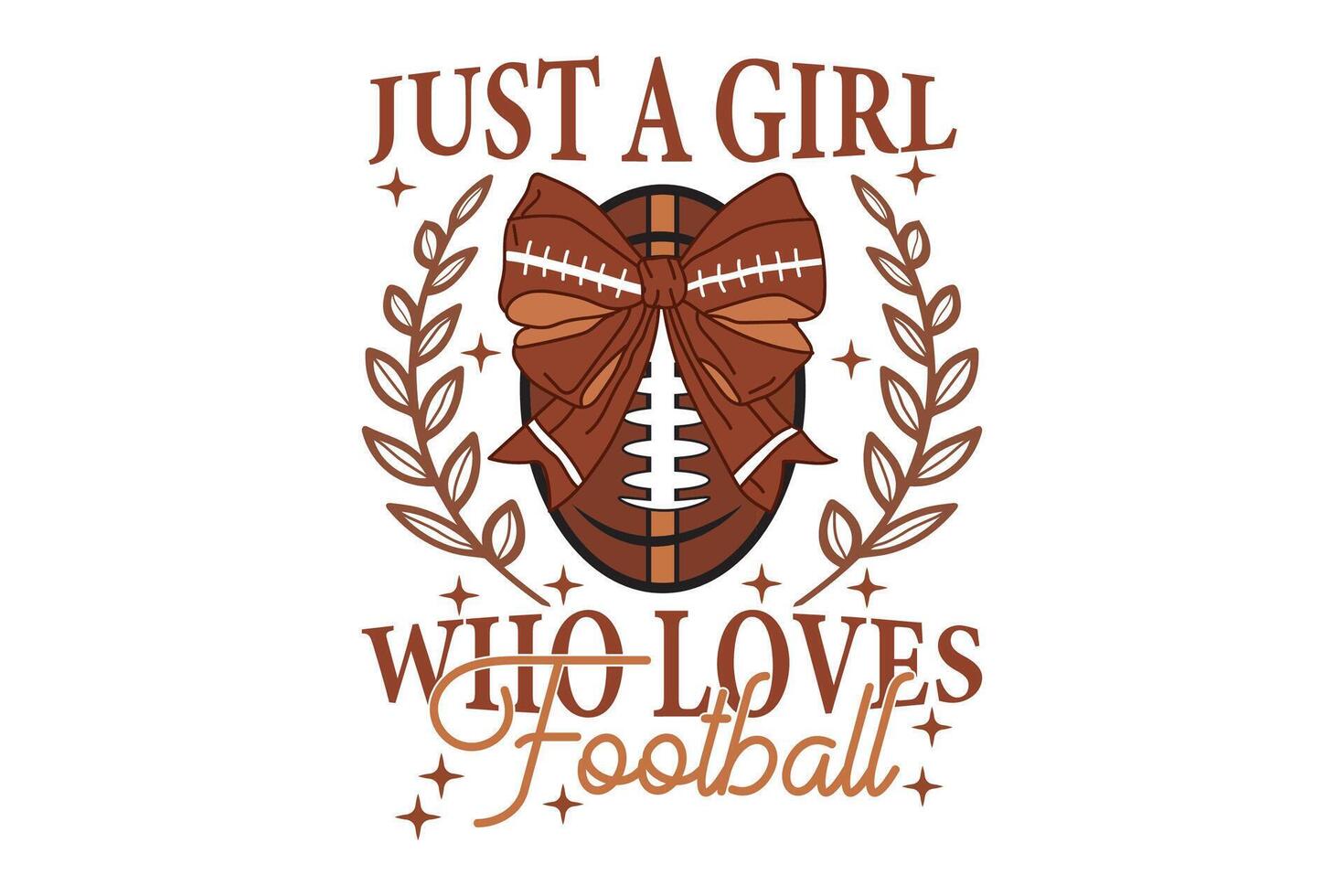 Fall Game Day, Coquette Football Bow EPS T-shirt Design vector