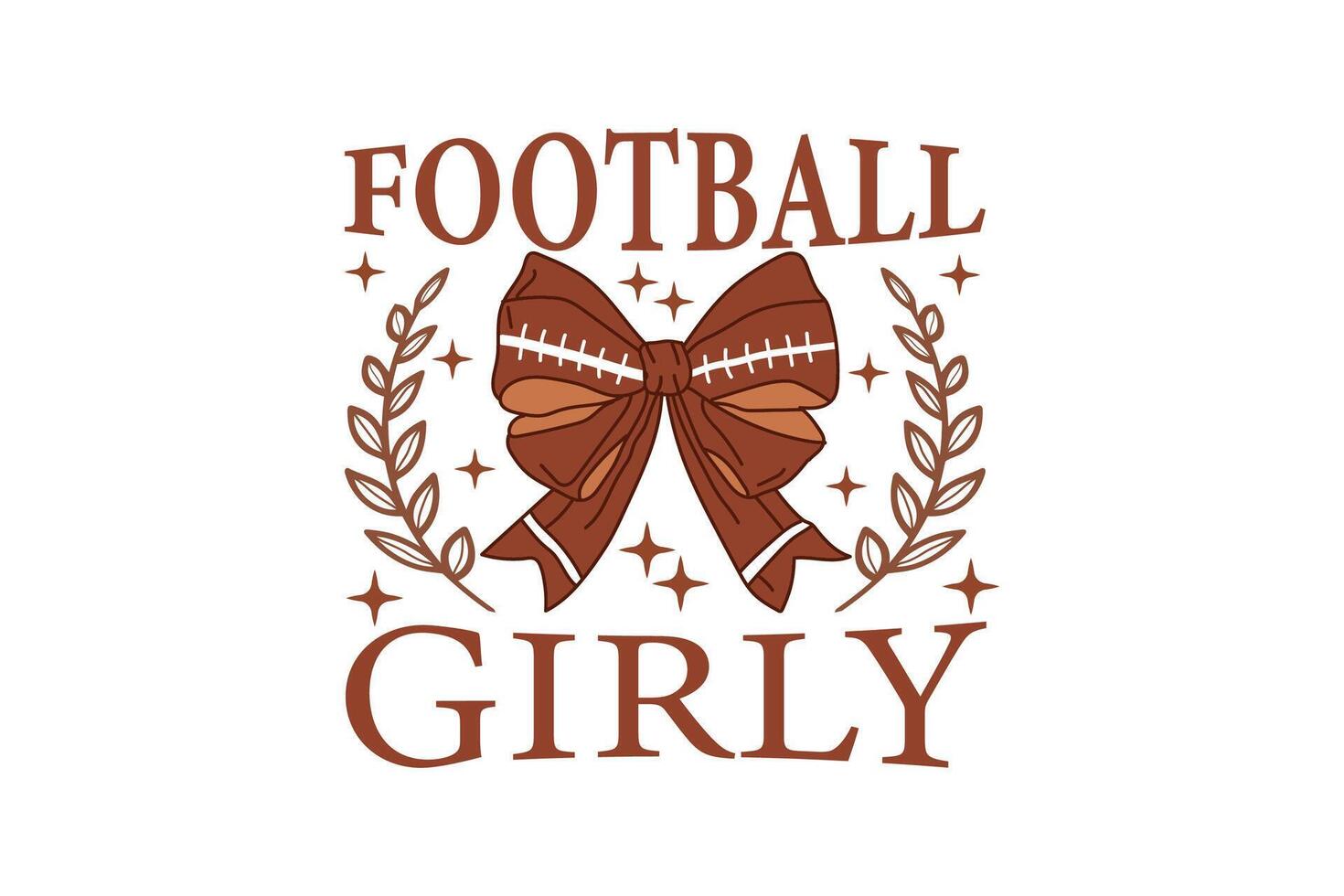 Bow Fall Coquette Football Girly EPS T-shirt Design vector