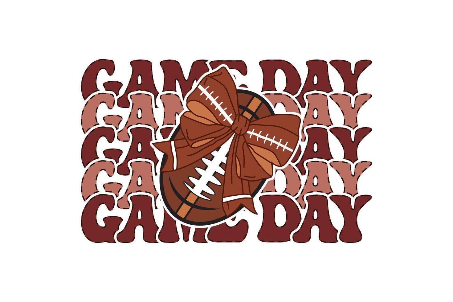 Game Day Fall Football, Coquette Bow EPS T-shirt Design vector