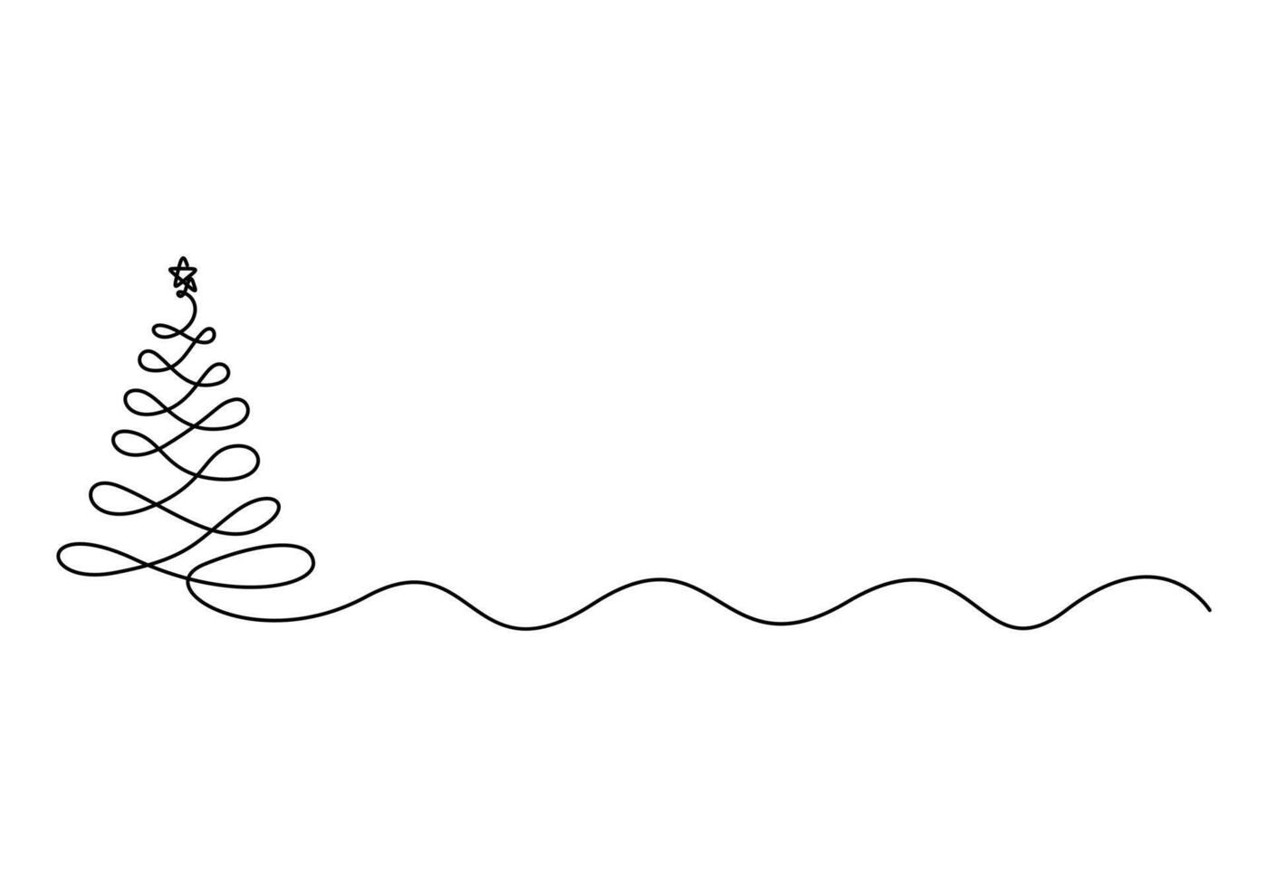 Christmas tree one continuous line drawing pro illustration vector