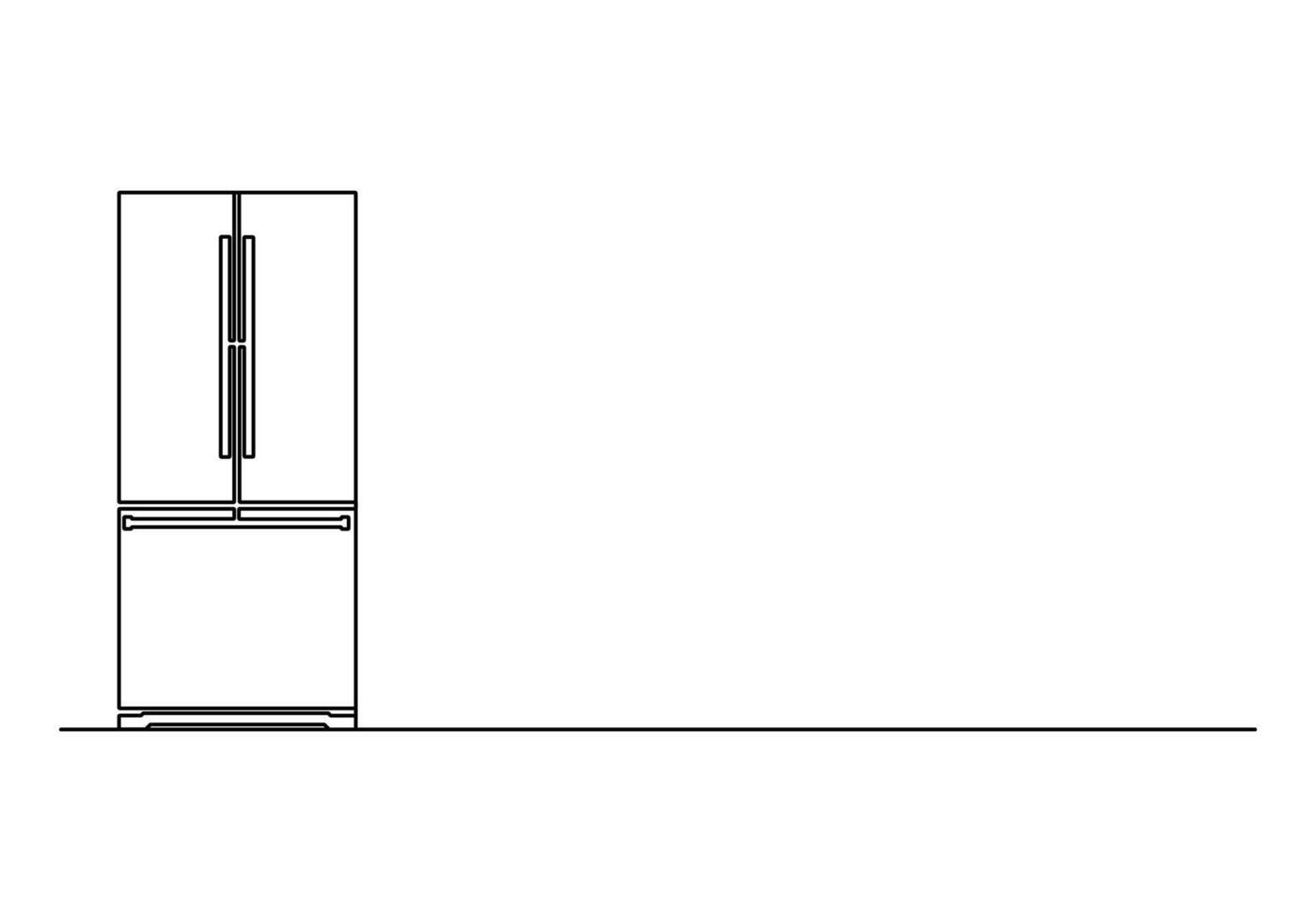 Refrigerator continuous one line drawing premium illustration vector