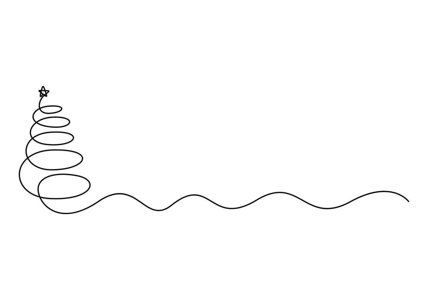Premium illustration of Christmas tree continuous one line drawing vector