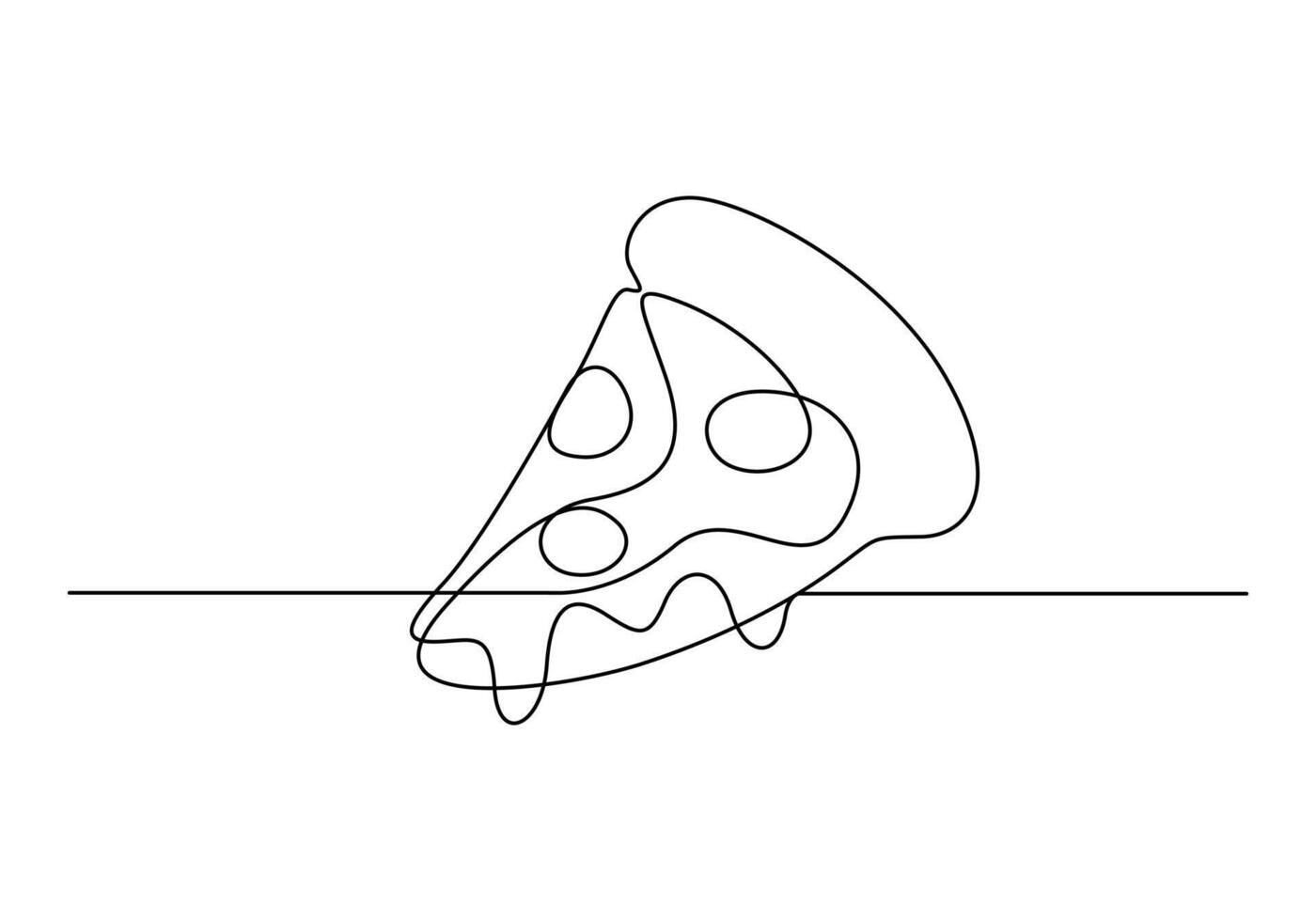 Continuous one line drawing of pizza. Premium illustration vector