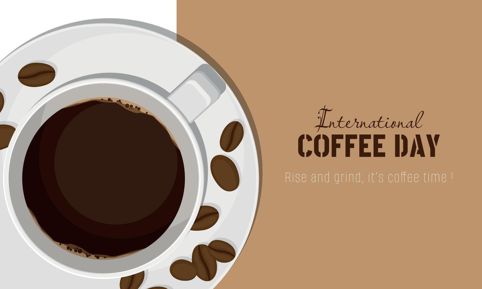 International Coffee Day Poster with a cup of coffee seen from above vector
