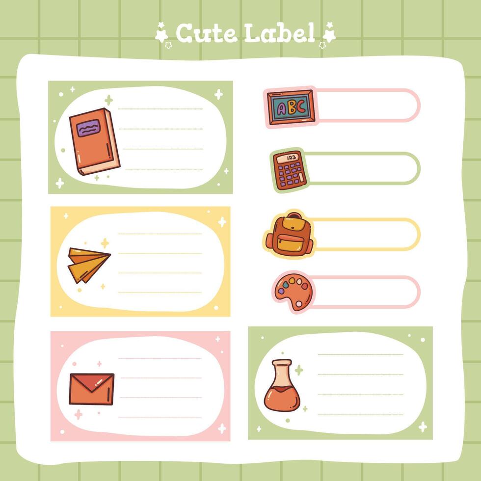 cute sticky notes planner scrapbook elements pack vector