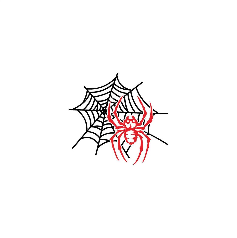 illustration of a spider hanging in its nest vector