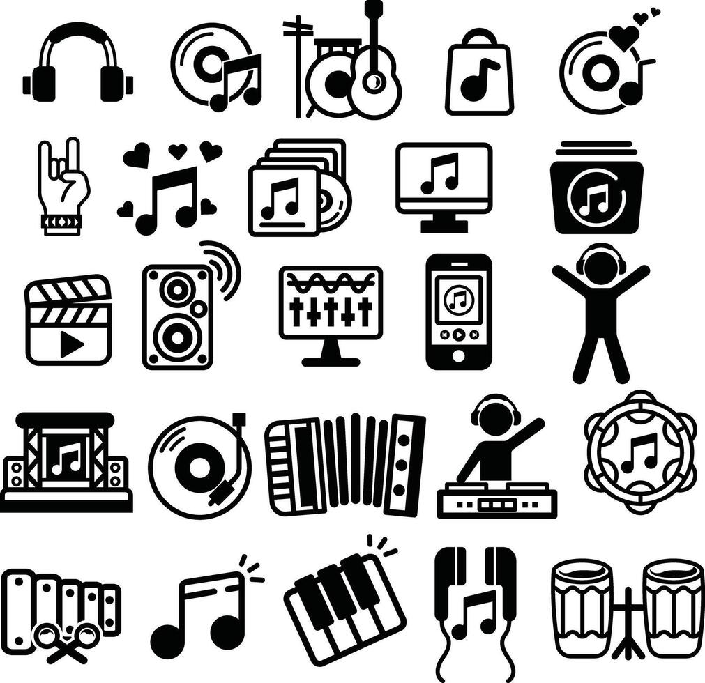 Music Icons Illustrations Set vector