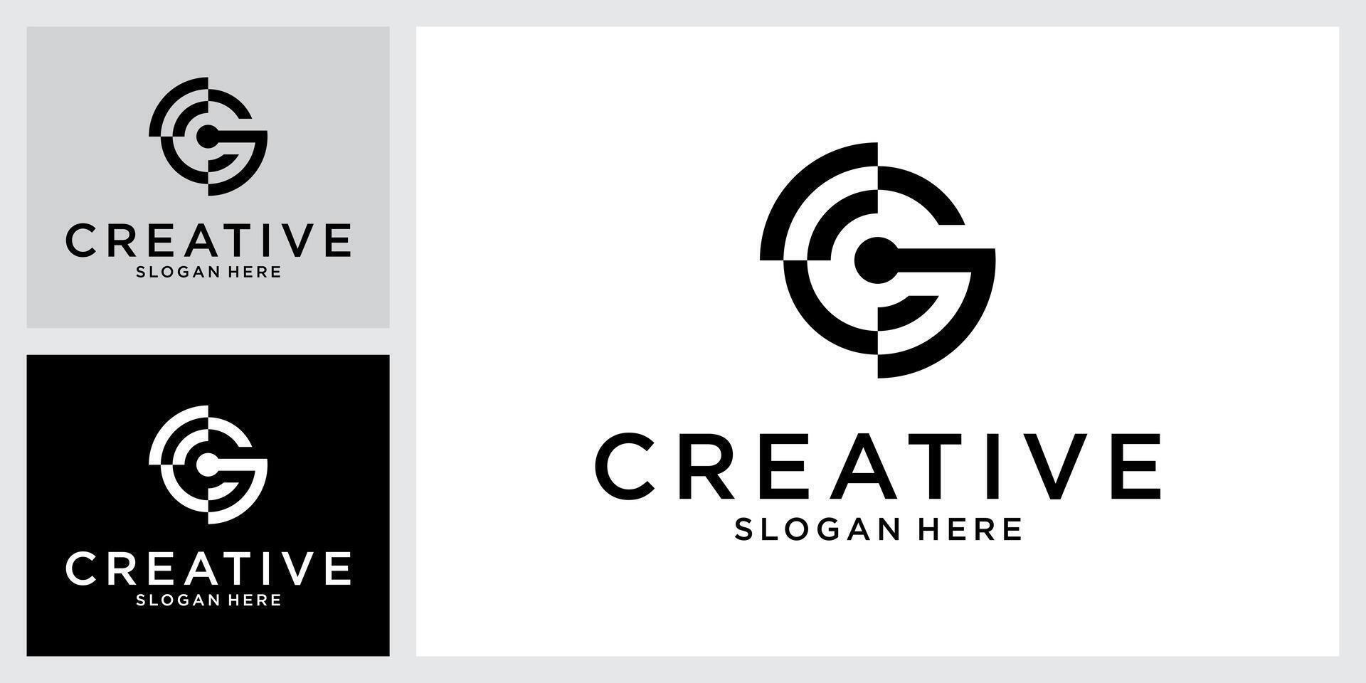 CG or GC initial letter logo design . vector