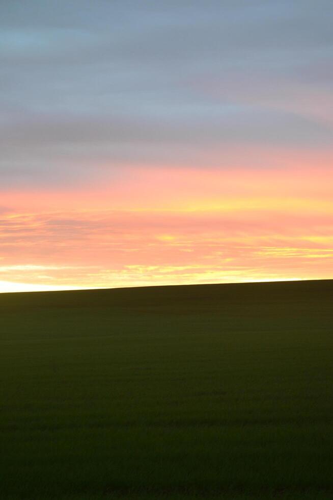 Sunset in the field. photo