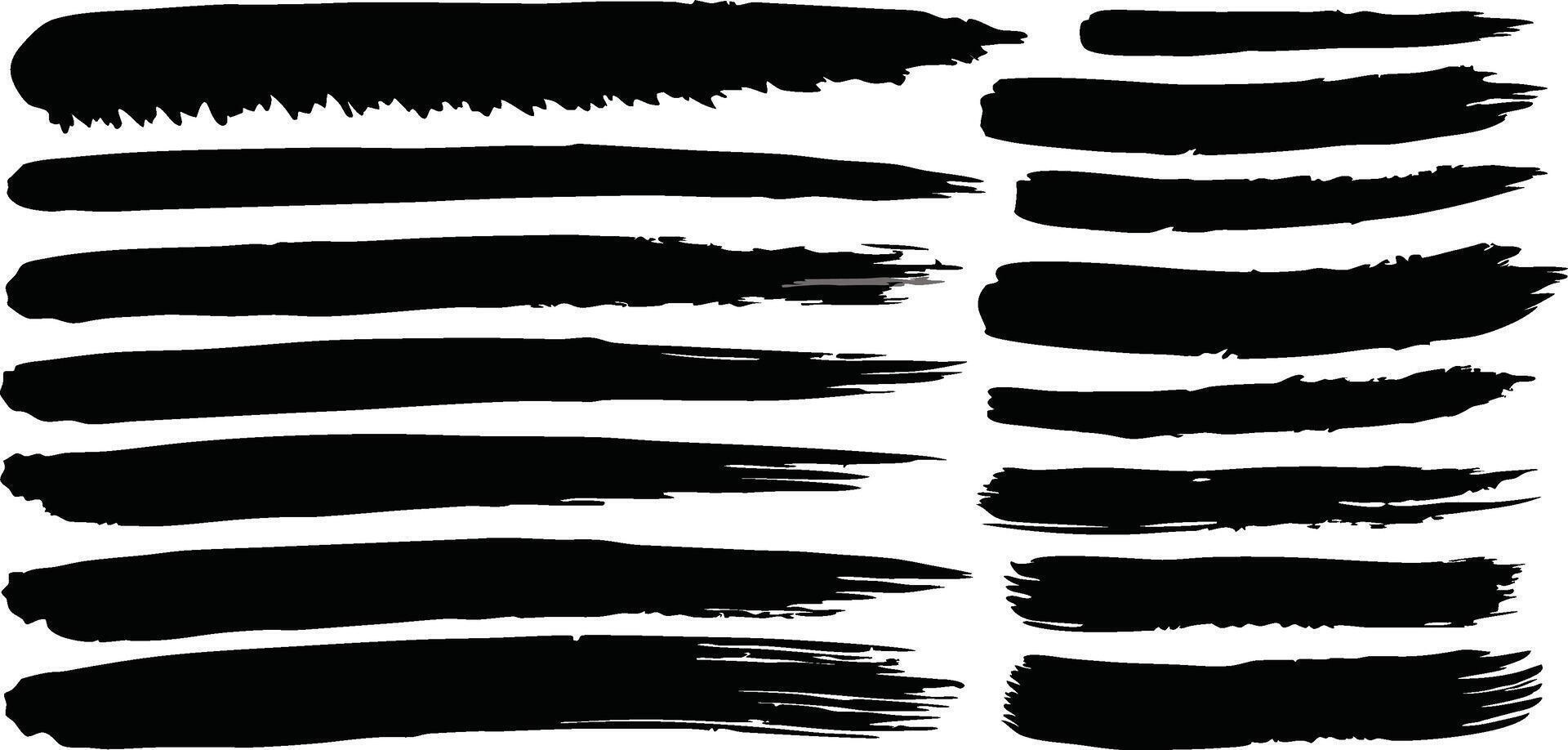 Set of black brush strokes in different types vector