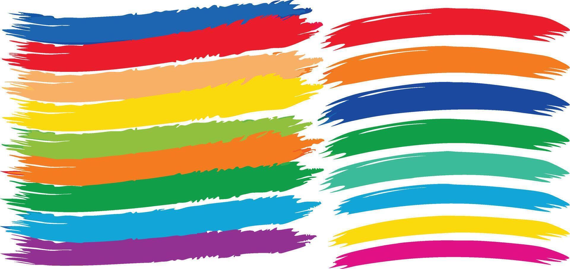 Set of coloring brush strokes in different types vector